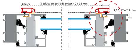 Klemhor aluminium breedte inmeten